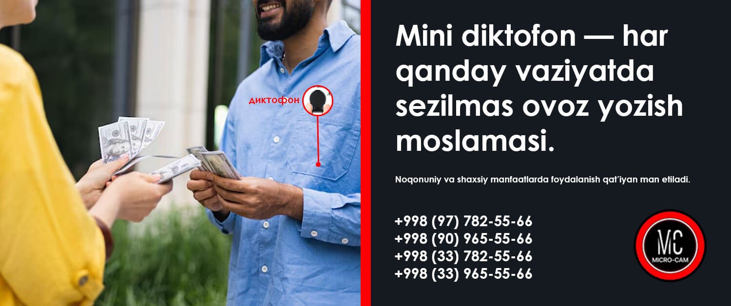 Mini kamera, ovoz yozish moslama, GPS GSM, detektor juchok