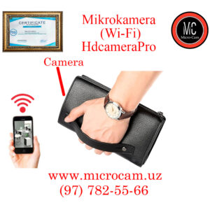 Mikro-kamerali erkaklar klutch-sumkasi * HDCameraPro * WiFi * On Line